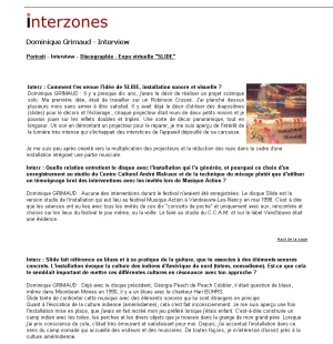Association Interzones : A propos de Slide, mai, 2001.
